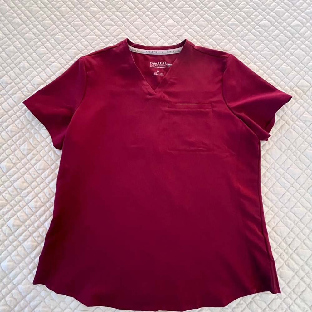 Fabletics Deep Red V-Neck Tee